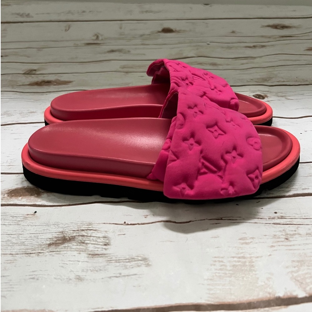 Louis Vuitton Pink Quilted Slide Sandals
